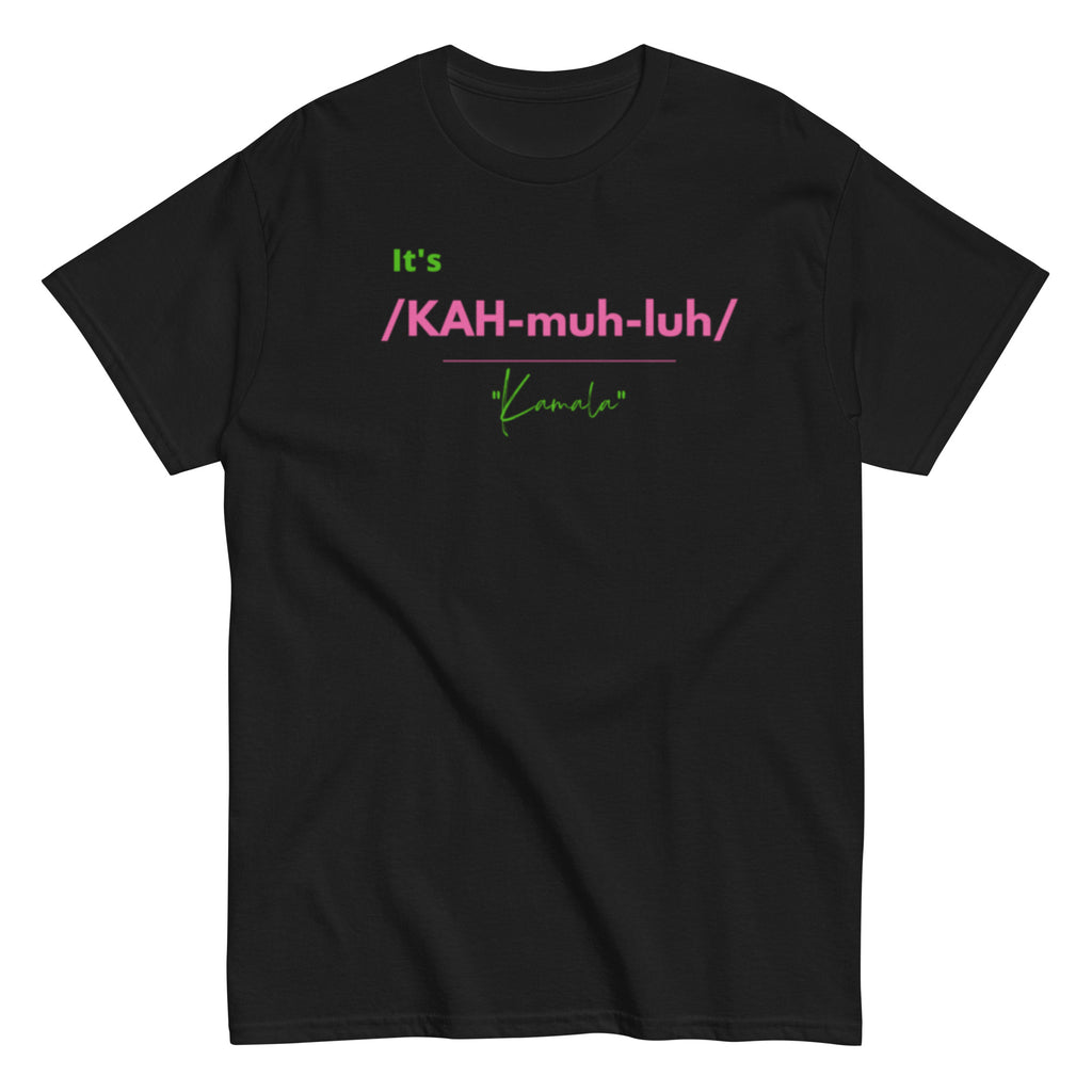 It's /KAH-muh-luh/ - Pink & Green Shirt